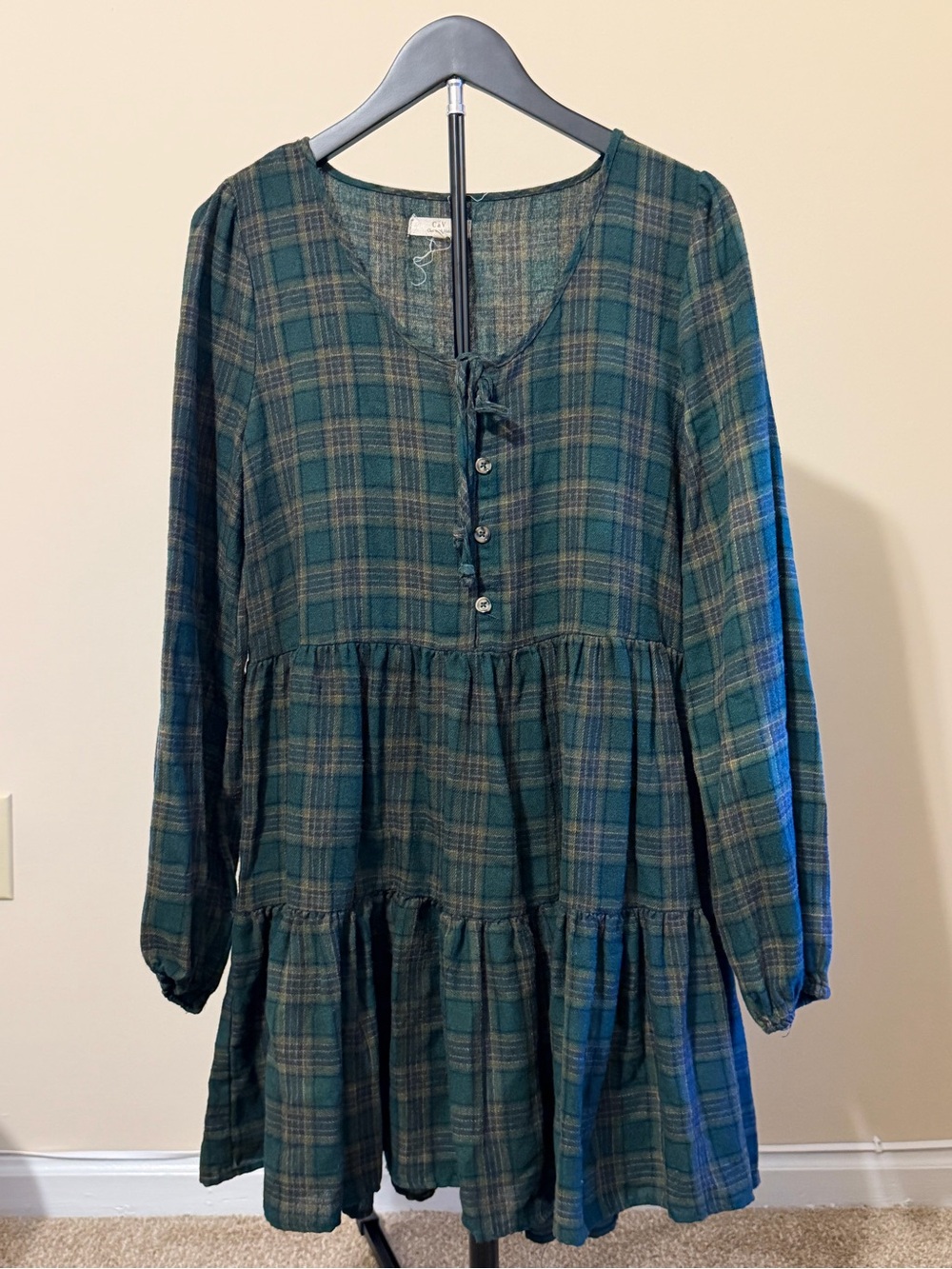 Chelsea & Violet Green and Navy Plaid Midi Dress